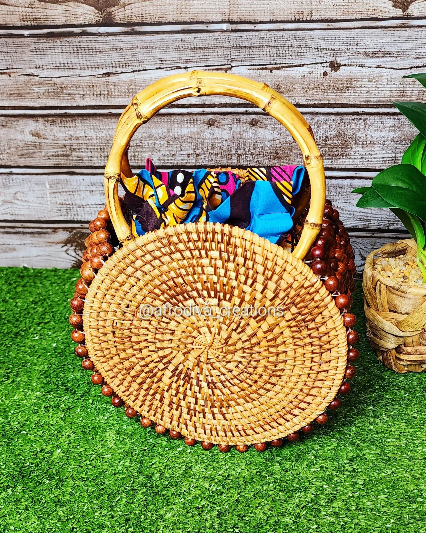 Rattan Beads Circle handbags AfroDiva Creations